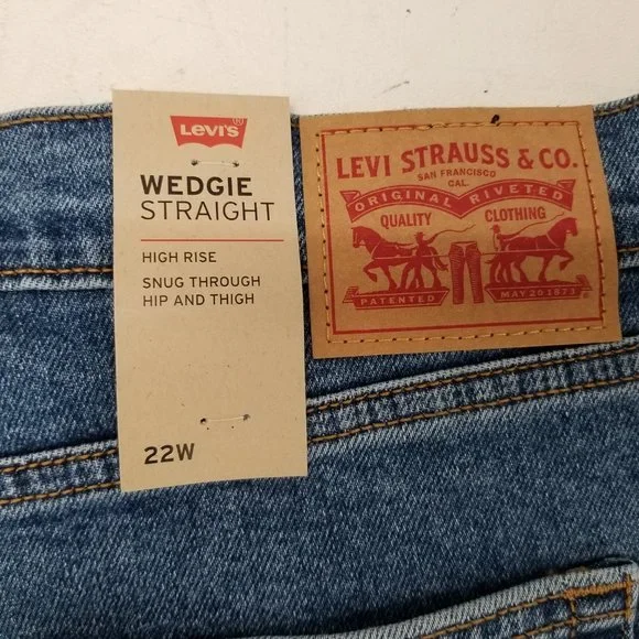 Levi's Premium Wedgie Straight Jeans Womens Denim Wash High Rise 22W - Picture 5 of 10